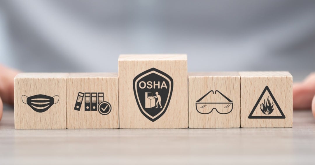 Wooden blocks with symbol of osha concept